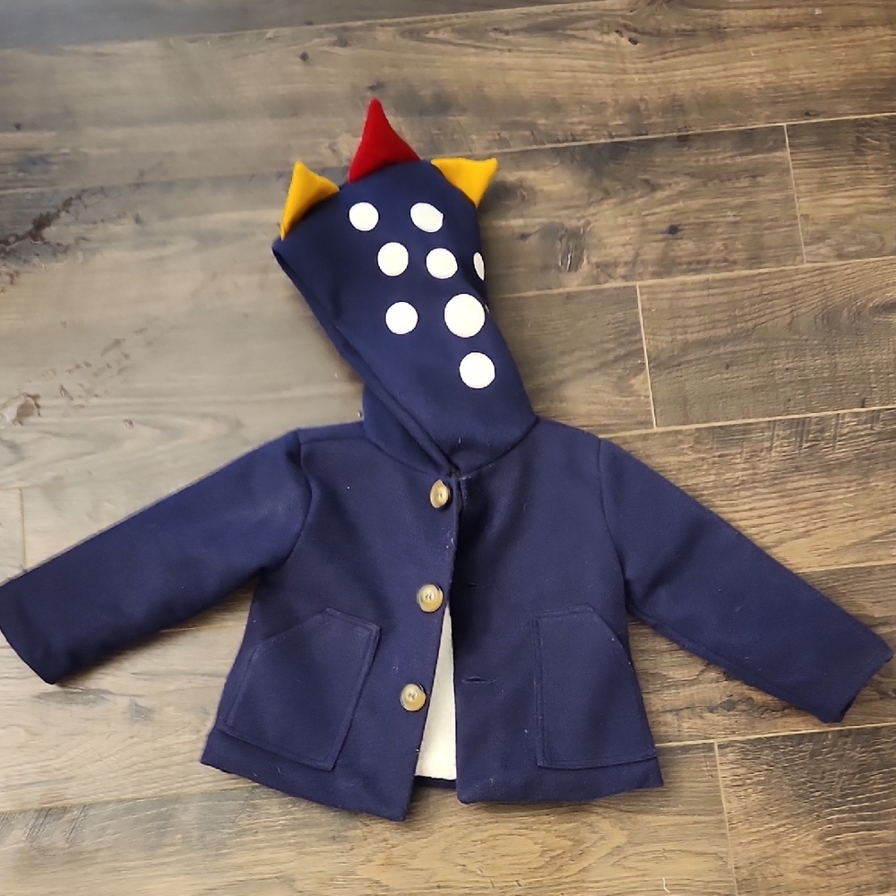 Kids Navy Blue Dinosaur Hoodie Jacket